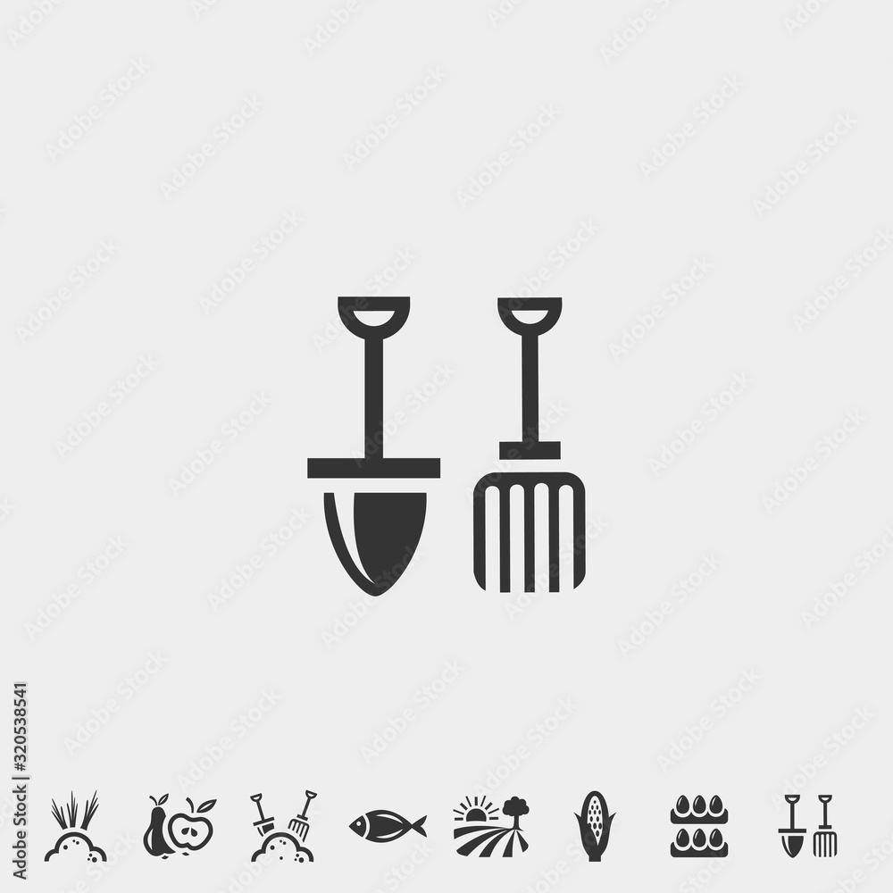 shovel and rake icon vector illustration and symbol foir website and graphic design shovel and rake icon vector illustration and symbol foir website and graphic design