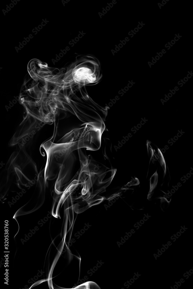 Abstract white smoke  on black background. smoke  on black background