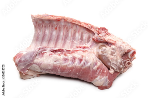 Fresh raw pig meat, ribs isolated on white background