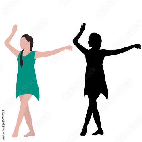 dancing girl, no face, with silhouette