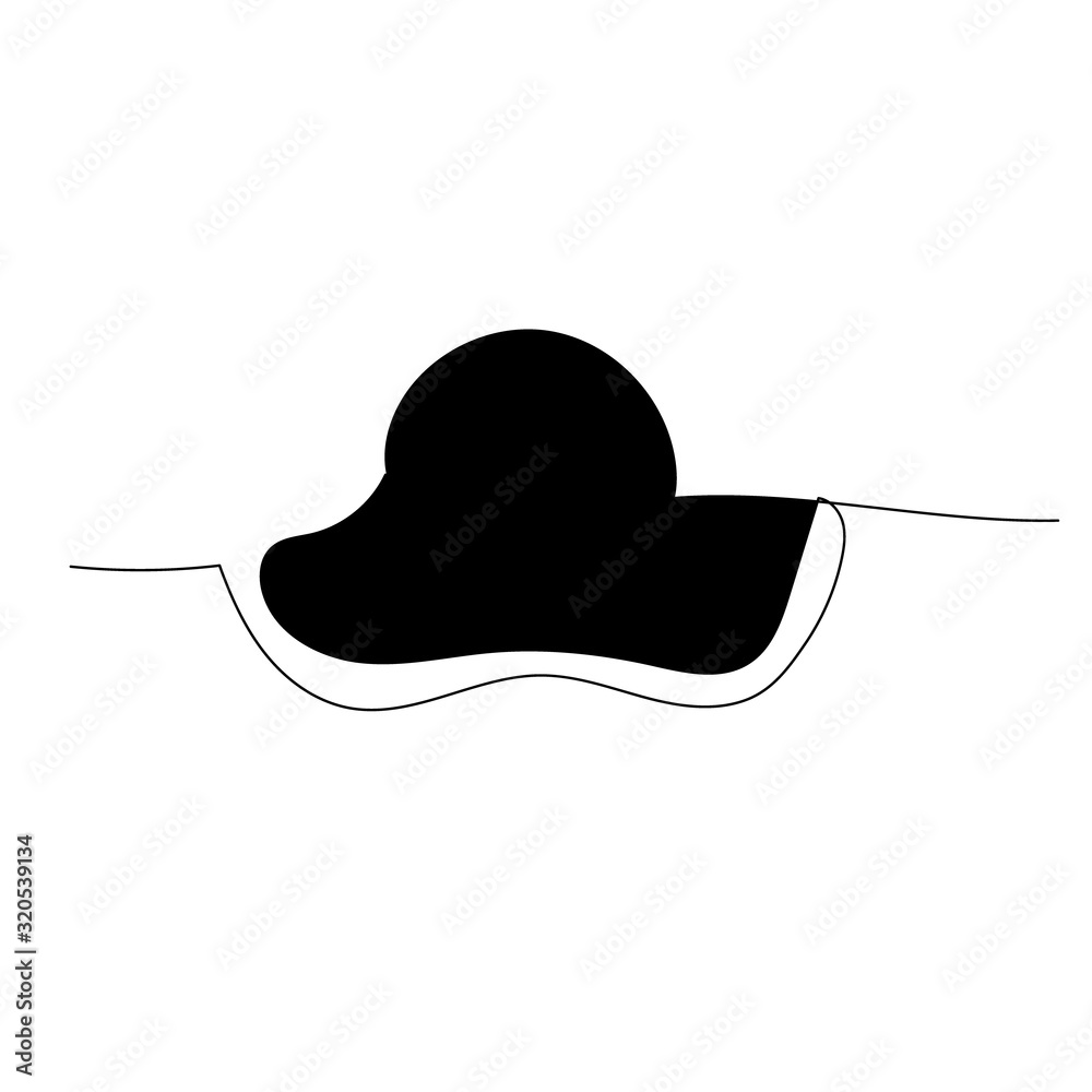 vector, white background, simple silhouette of a female hat