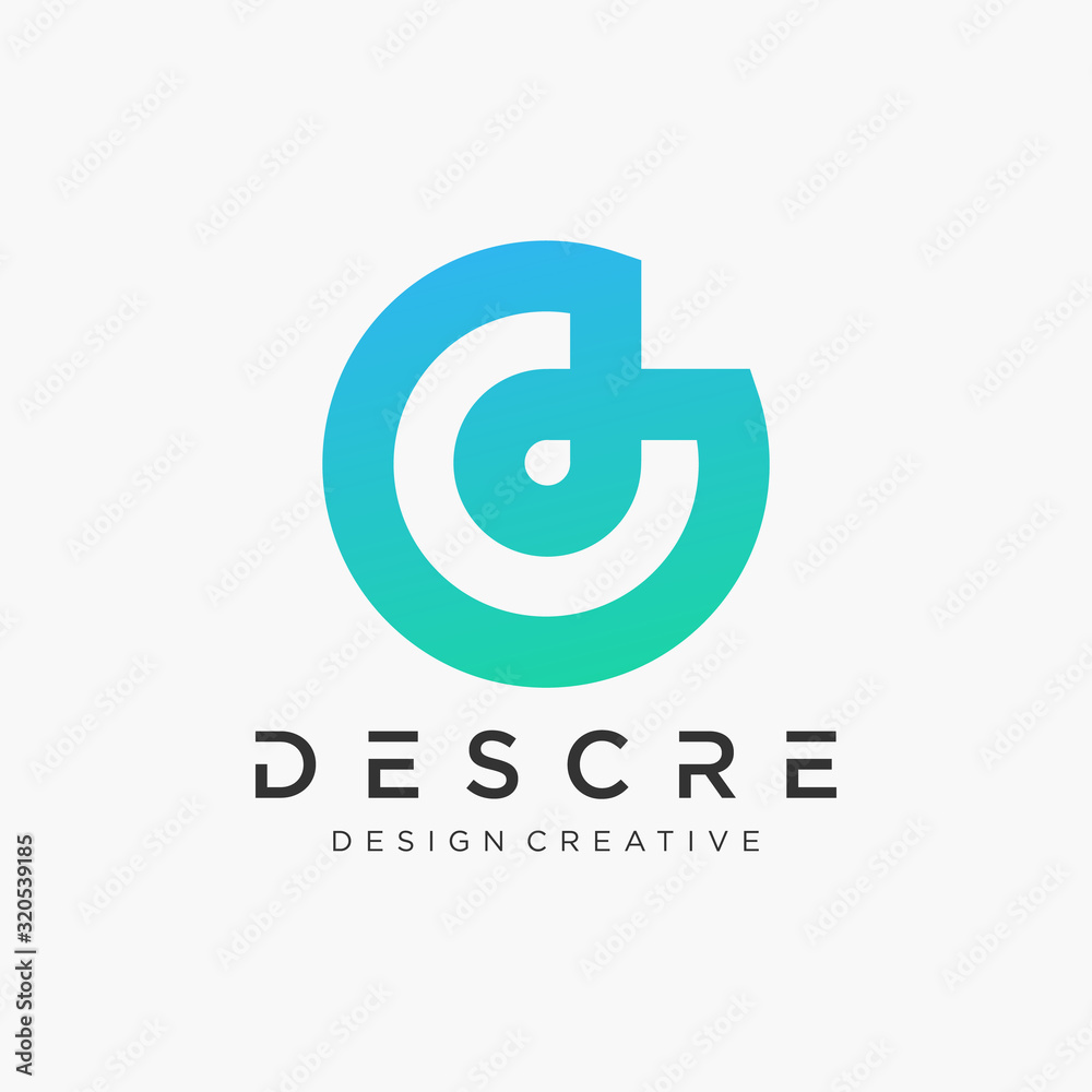 Initial d logo design modern monogram and elegant. logo the letter CD in the form of abstract line art. overlapping lines symbol - VECTOR