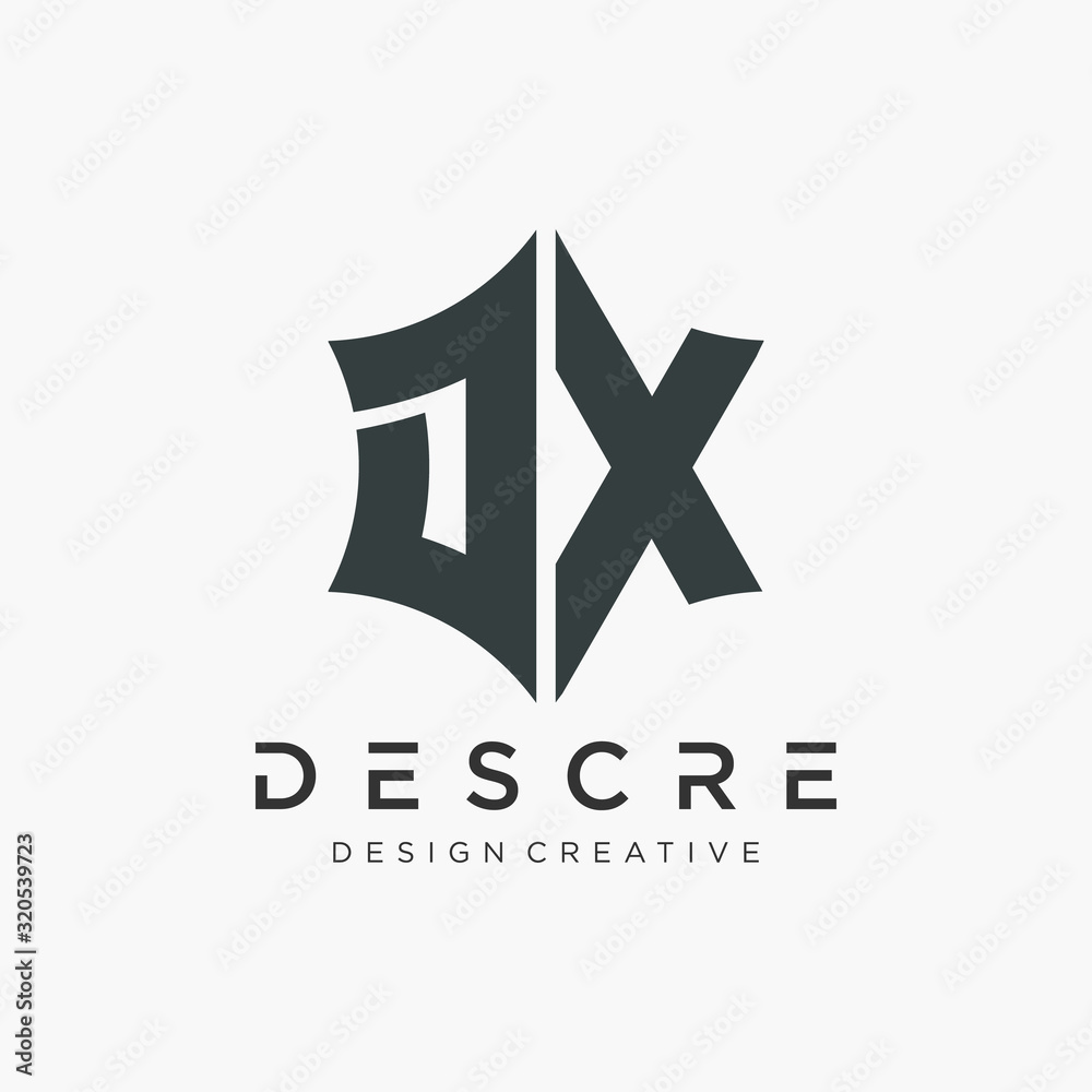 Abstract letter D X logo design with star hexagon concept. Logo Emblem Capital Letter Modern Template. Creative bold minimalist logotype icon symbol. -VECTOR