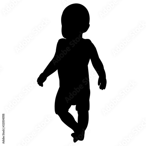black silhouette baby is walking
