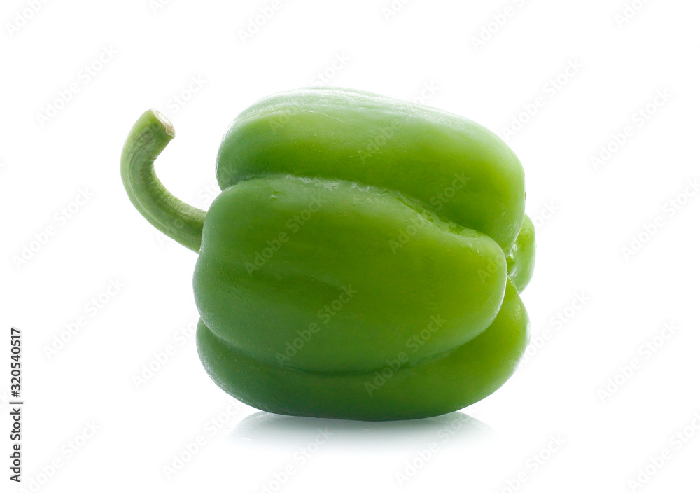 Green pepper on white background