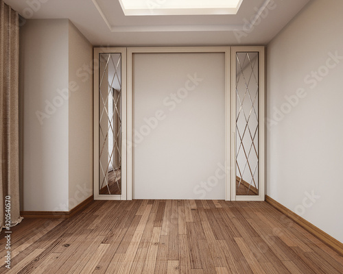 Realistic mock up of empty interior room apartment. 3d render  © Daryna