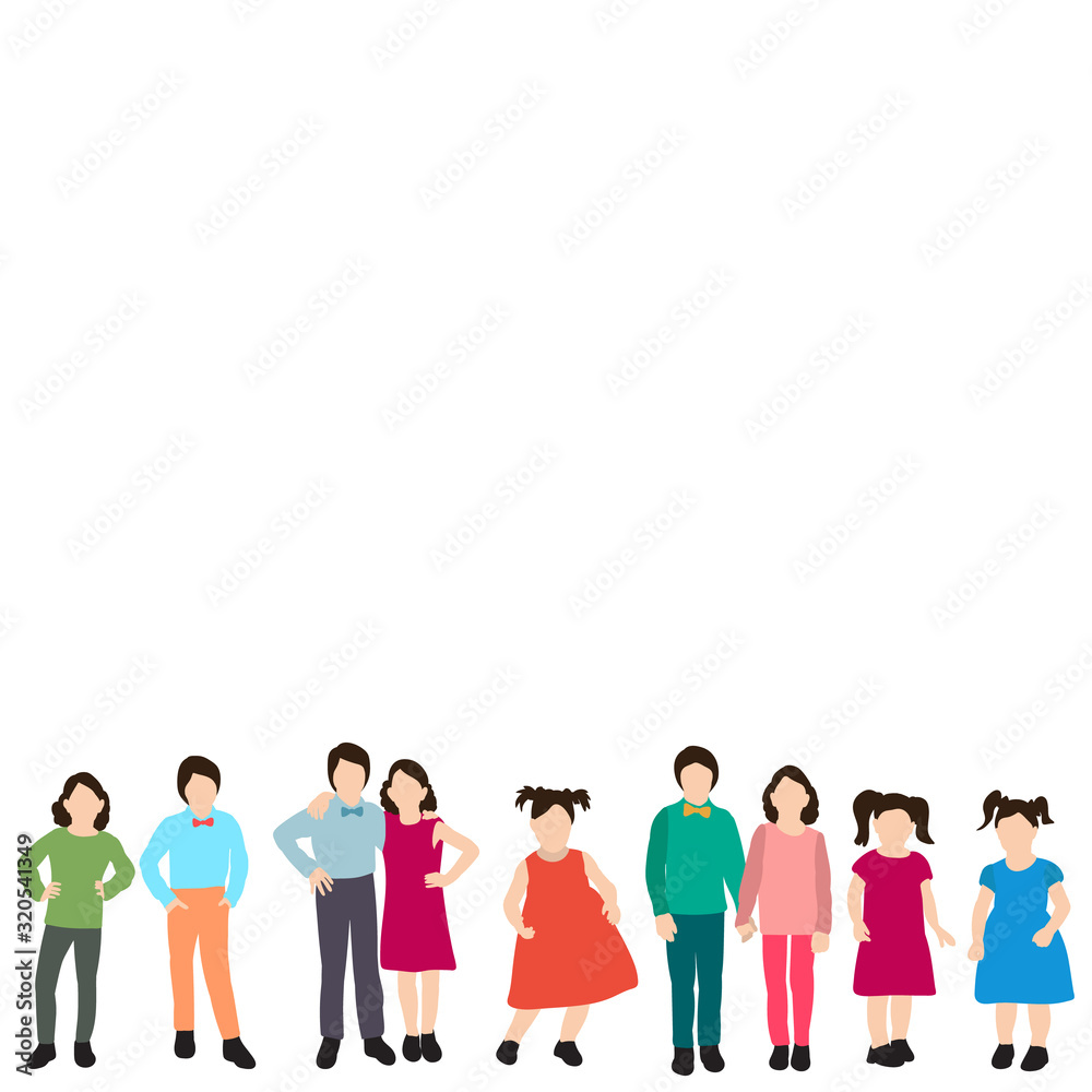 vector, isolated, set of kids in a flat style vector, isolated, set of kids in a flat style