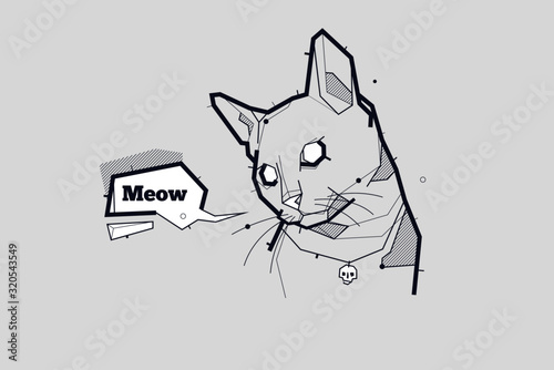 vector tattoo illustration with cat