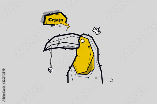 vector tattoo illustration with toucan bird