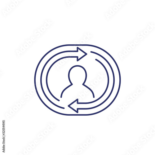 Returning customer or client retention line icon