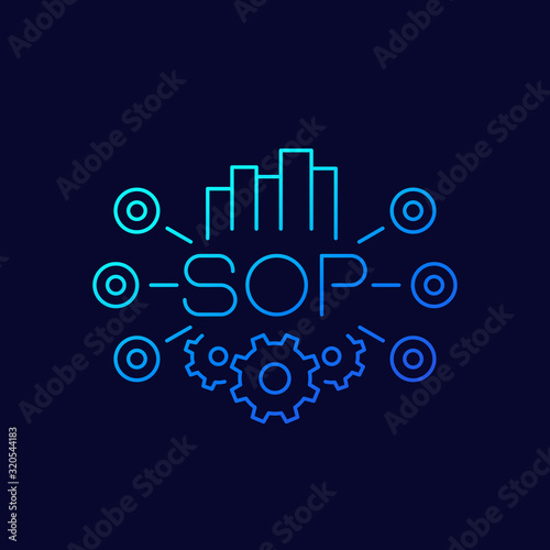 SOP, Standard Operating Procedure icon, linear vector