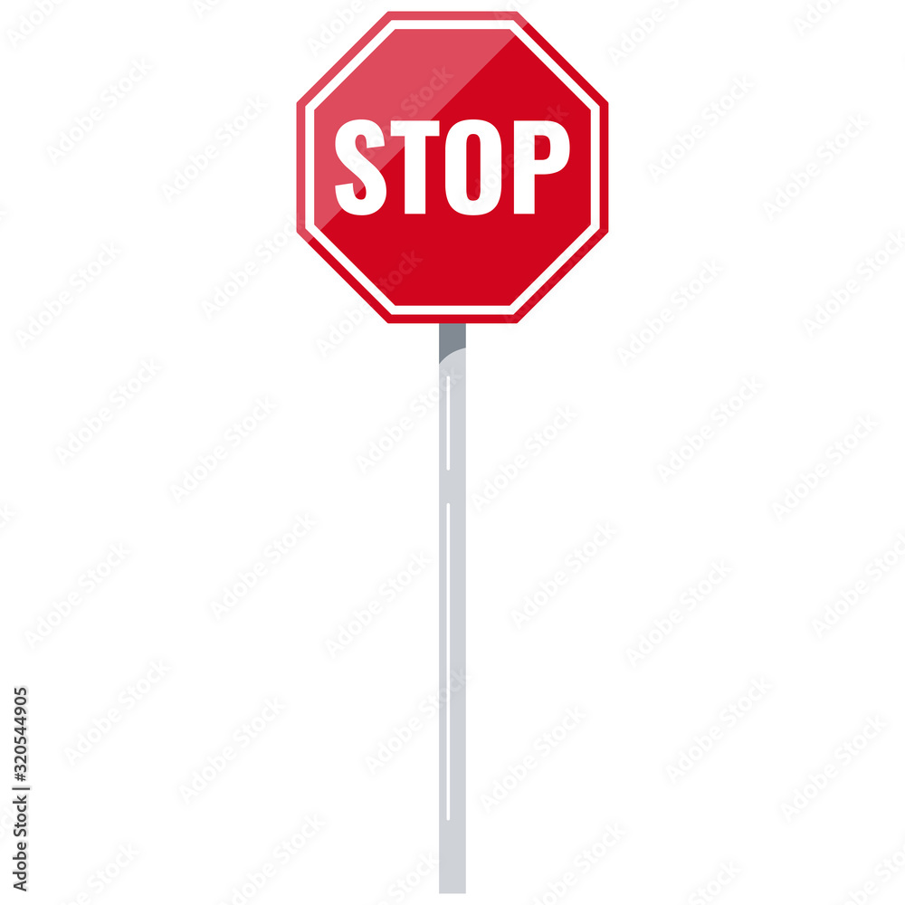 Stop red road sign with support vector icon isolated on white background. Stop red road sign with support vector icon isolated on white background.