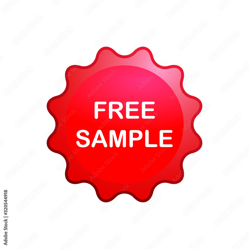 Free sample red seal ribbon sticker isolated on white background Free sample red seal ribbon sticker isolated on white background