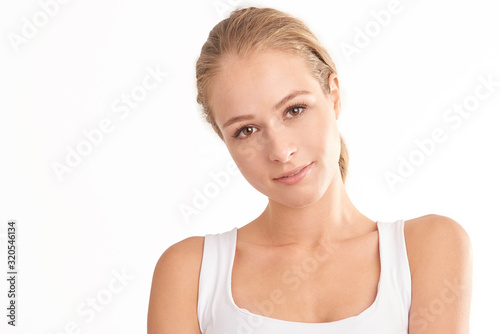 Smiling young woman portrait with beautiful face