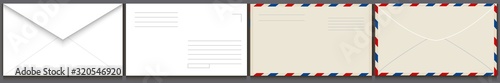 Set of white paper envelope and airmail envelope 
