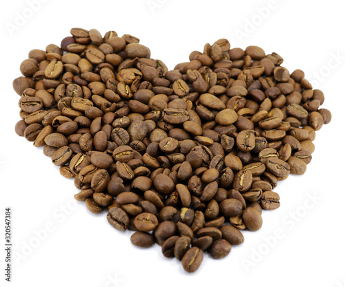 coffee, brown, bean, caffeine, beans, isolated, drink, heart, roasted, cafe, white, food, love, espresso, black, heap, aroma, mocha, breakfast, dark, seed, cup, shape, close-up, morning