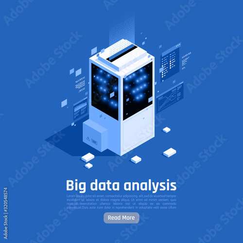 Big Data Analysis Isometric Background 