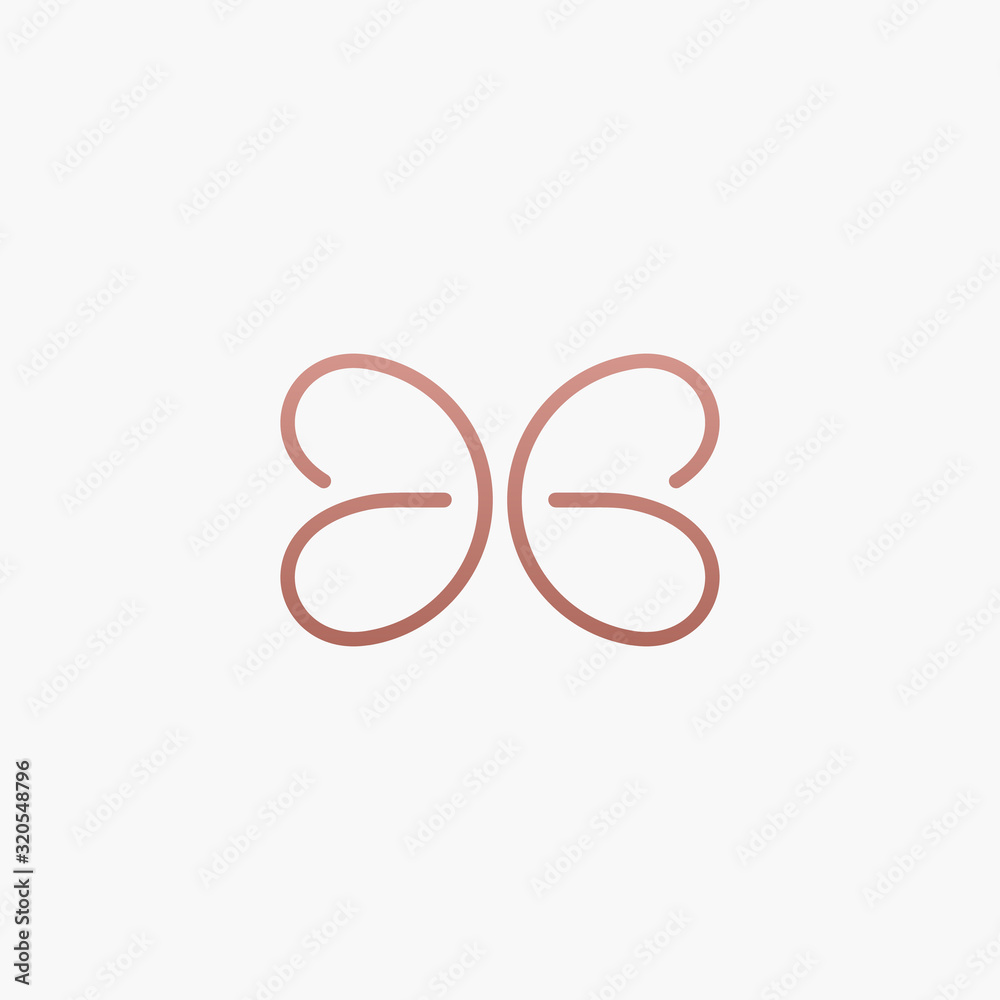 Initial letter AG with abstract butterfly element. minimalist line art monogram shape logo. Beauty, luxury spa style. - vector Initial letter AG with abstract butterfly element. minimalist line art monogram shape logo. Beauty, luxury spa style. - vector