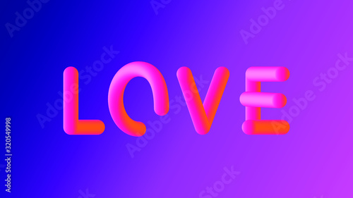 Love fluid text, valentine background, vector.