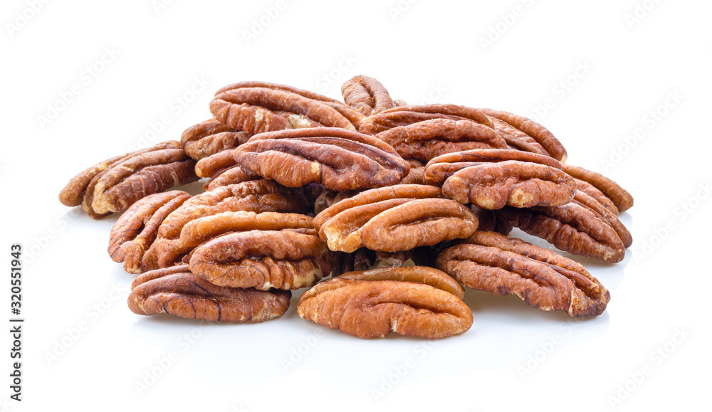 Pecans isolated on white background Pecans isolated on white background