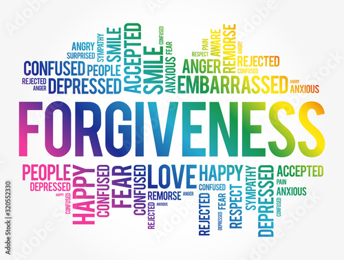 Forgiveness word cloud collage, social concept background