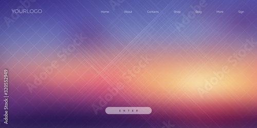 Colorful background with blurred wallpaper and white geometric stripes to use in web landing page or print design. Vector abstract elegant pattern squares texture.