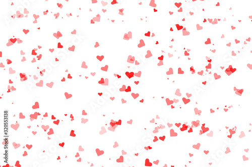 Abstract background with red hearts on white for valentines day. Romantic pattern for Valentine's day.