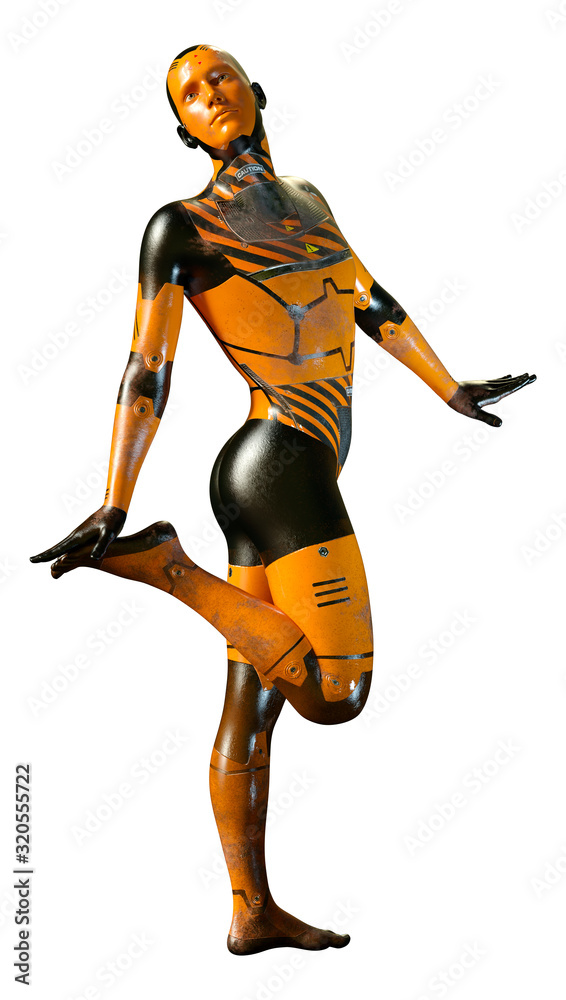3D Rendering Male Robot on White 3D Rendering Male Robot on White