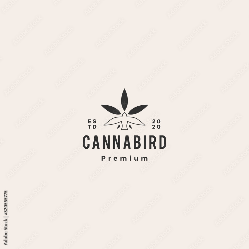 bird cannabis logo vector icon hipster vintage retro