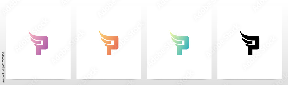 Small Wing On Letter Logo Design P - obrazy, fototapety, plakaty 