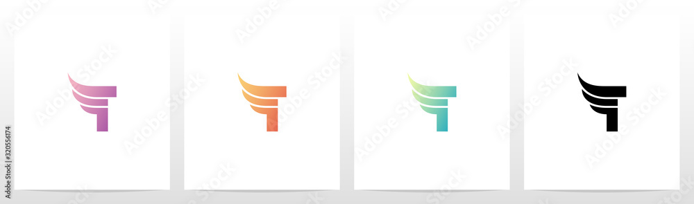 Small Wing On Letter Logo Design T - obrazy, fototapety, plakaty 
