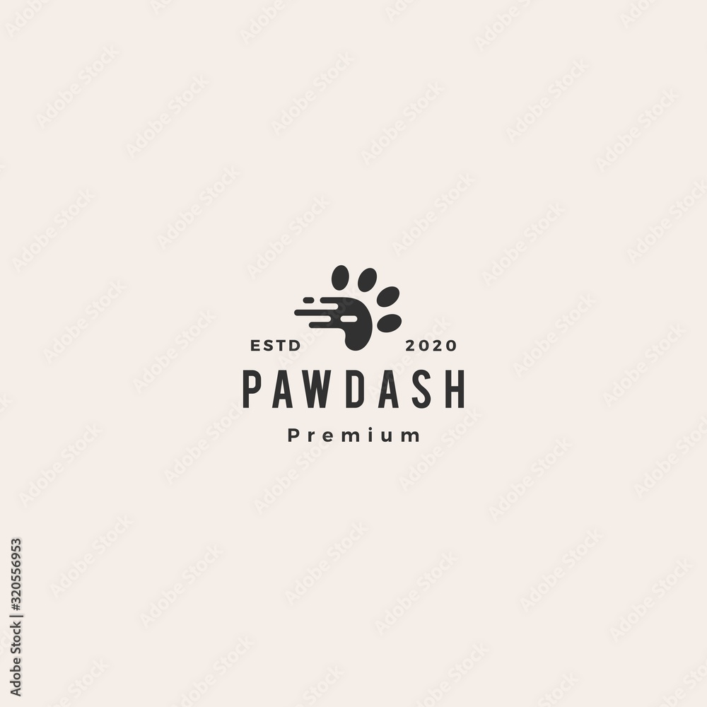 paw dash tech fast quick logo vector icon illustration hipster vintage retro