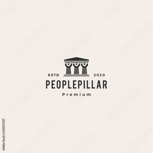 people law pillar logo vector icon illustration hipster vintage retro