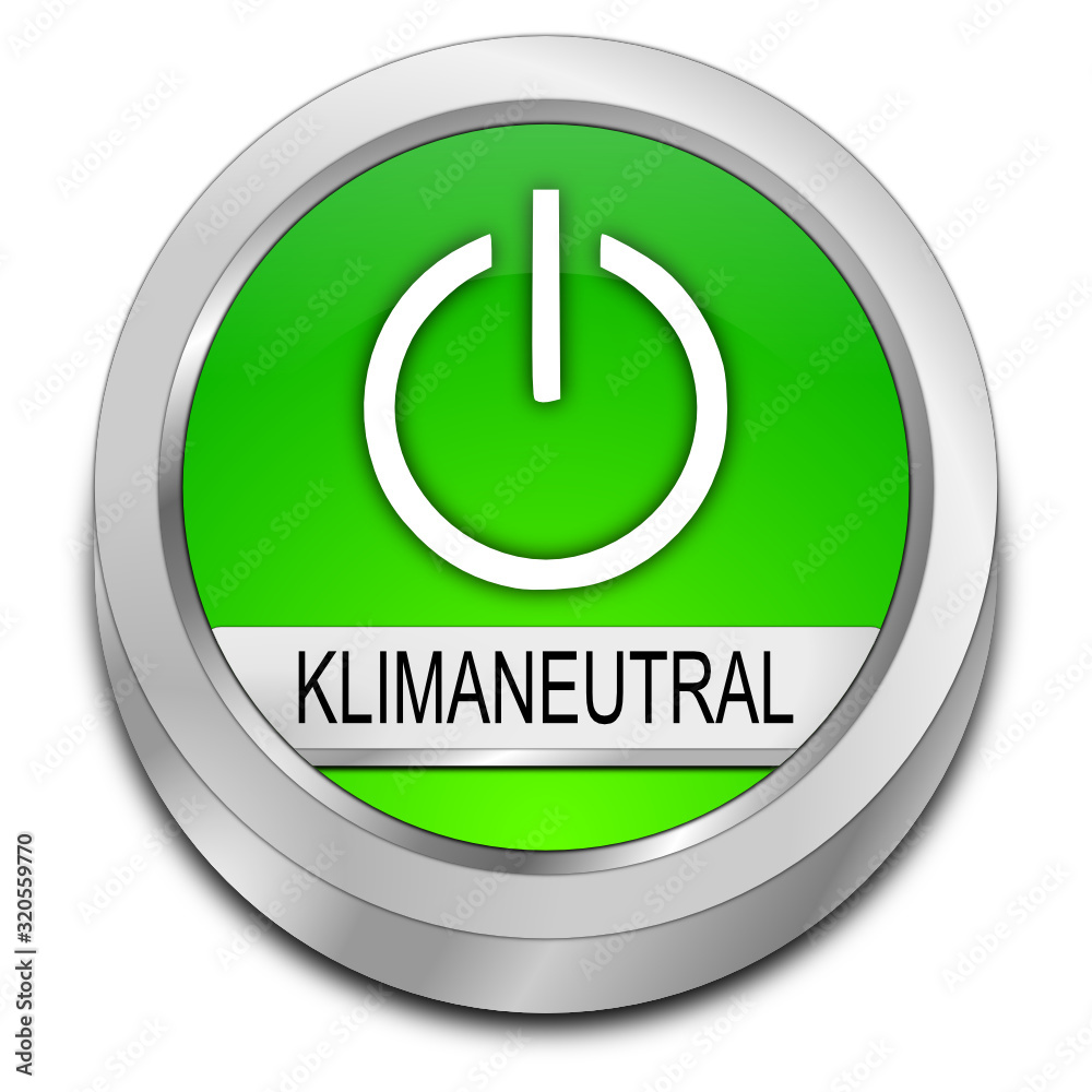 Climate neutral Button - in german - 3D illustration Climate neutral Button - in german - 3D illustration