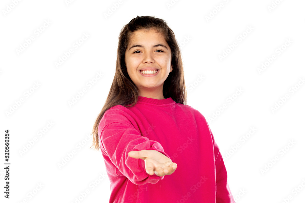Preteen girl with pink jersey Preteen girl with pink jersey
