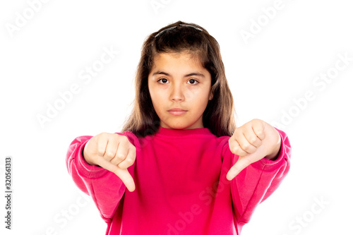 Preteen girl with pink jersey