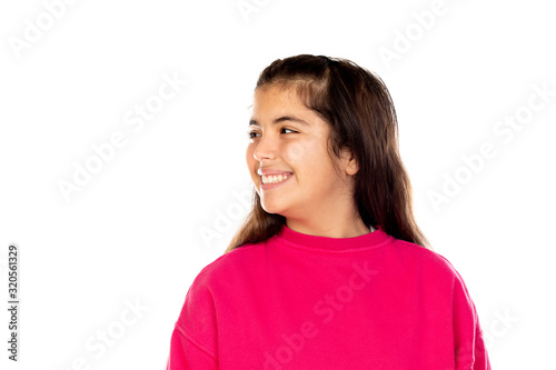 Preteen girl with pink jersey