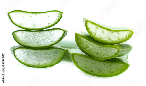 Aloe sliced, isolated on a white background