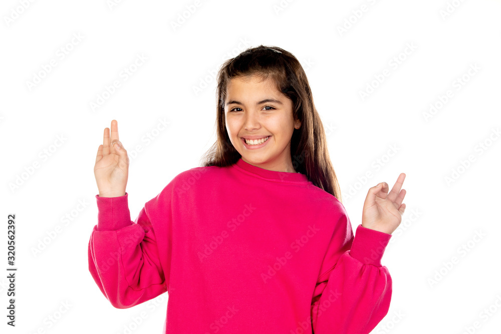 Preteen girl with pink jersey Preteen girl with pink jersey