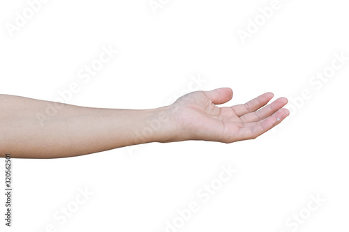 Man hand isolated on white background with clipping path.