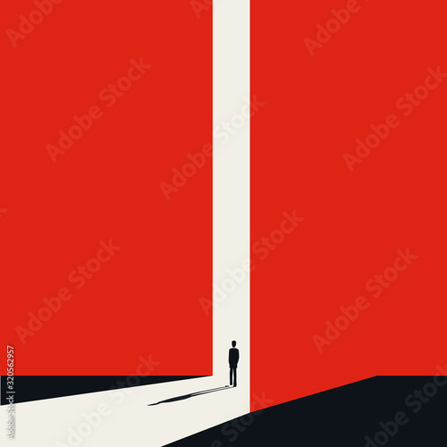 Business or career opportunity vector concept with businessman in gate. Symbol of new job, success.