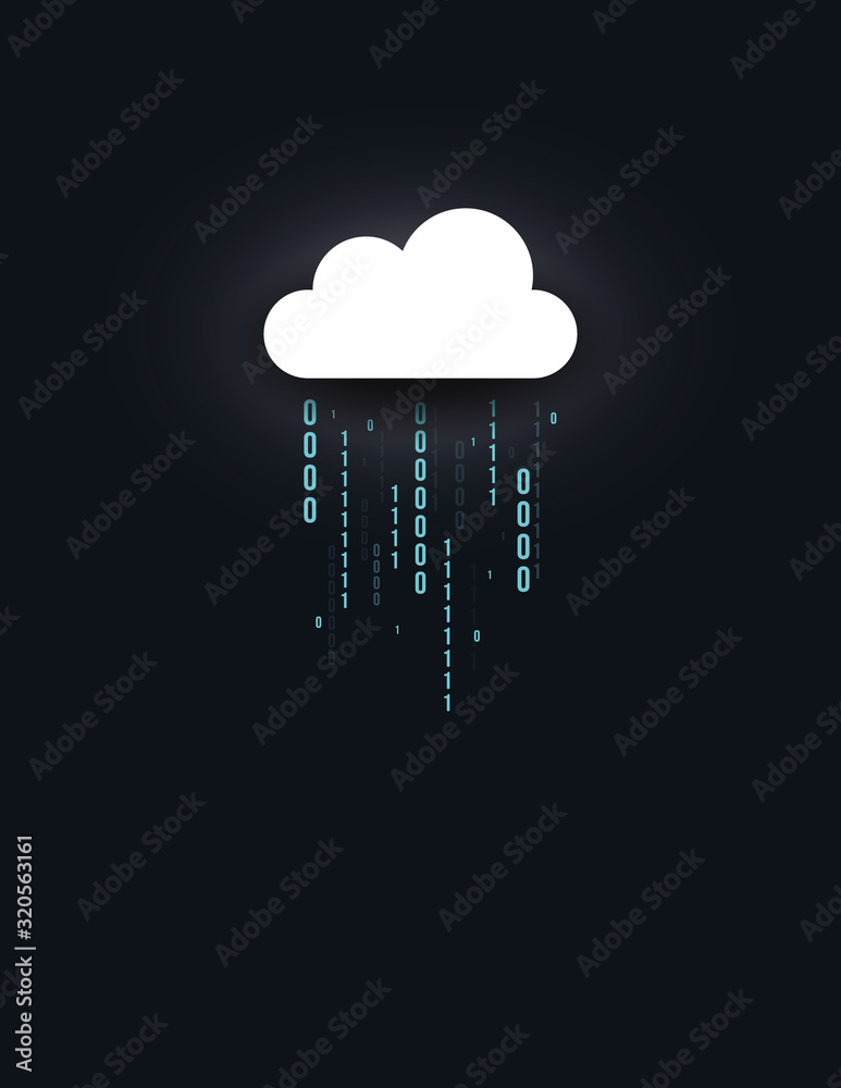 Cloud computing technology vector concept with cloud and data raining ...