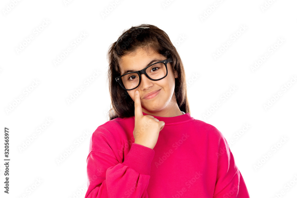 Preteen girl with pink jersey