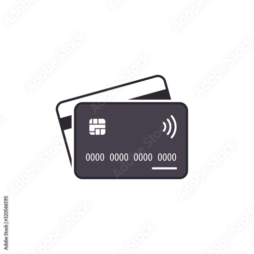Credit Card Icon, Vector Bank Card simple flat illustration.