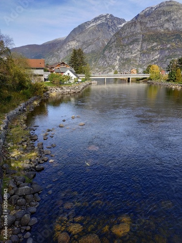 Casual photo at the village Eidfjord at autumn  Norway