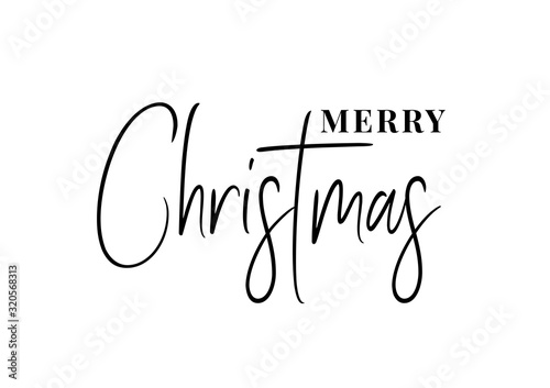 Merry Christmas typography text. Greeting card or banner with calligraphy, lettering, type. Creative script type xmas. Calligraphy creative font style banner. Merry Christmas Text.