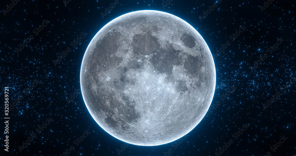 Moon Phase: Full Moon. 3d illustration