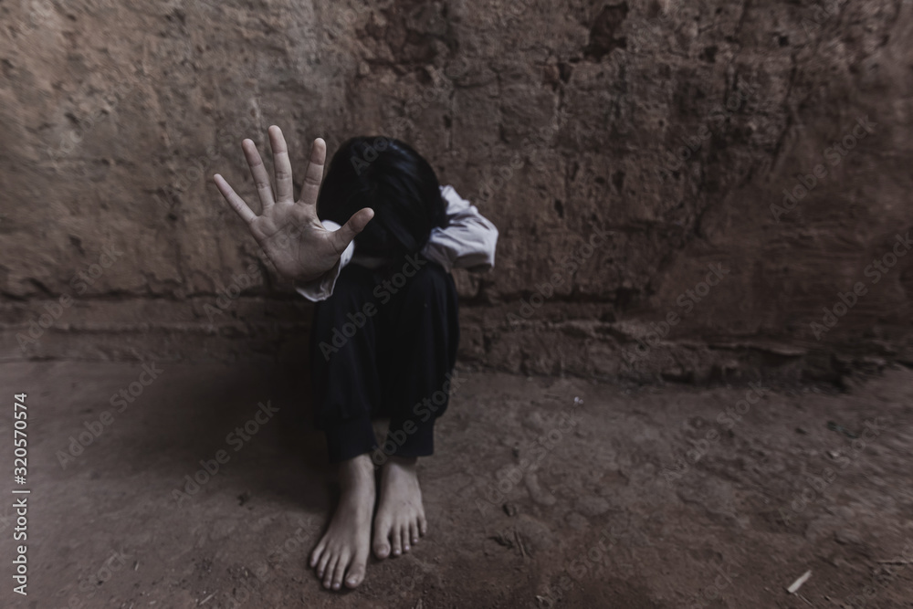 Stop violence and abused children.traumatized children concept. Stop violence and abused children.traumatized children concept.