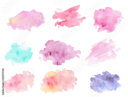 Set of pastel watercolor spots for the design of wedding attributes and St. Valentine's Day