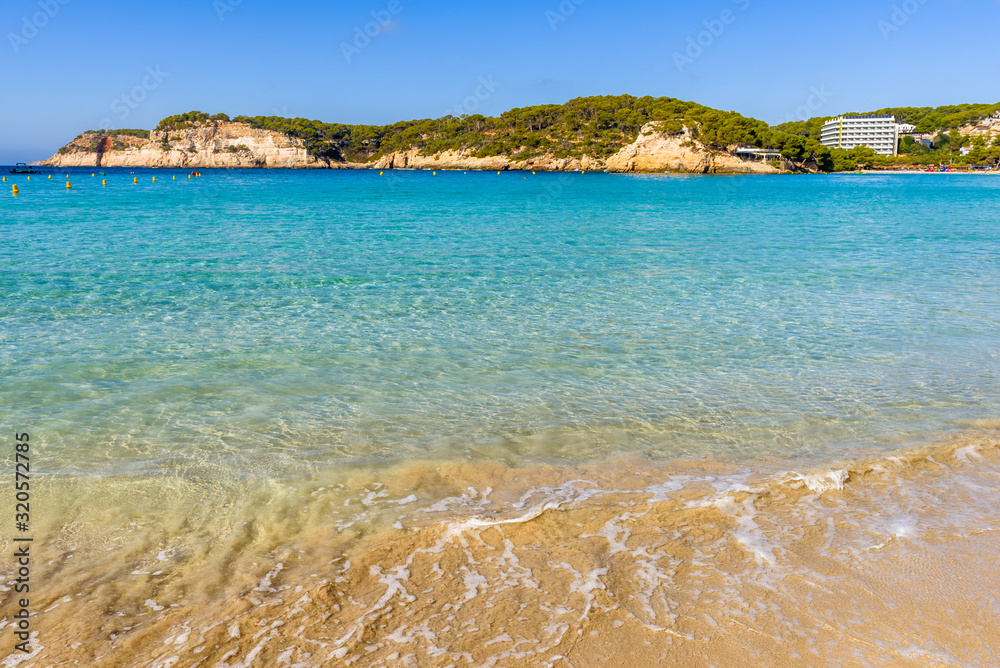 Cala Galdana, one of the most popular beaches on the island of Menorca. Spain.